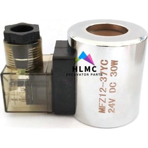 Excavator Hydraulic Solenoid Valve Coil MFZ12-37YC 24V, 12VDC 30W inner hole 23mm, length 51mm