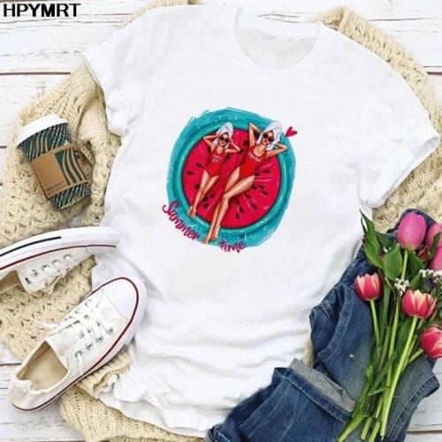 Sexy mother and daughter Print T-Shirt Women Casual Short Sleeve Tshirts Harajuku Graphic Top Womens Tee Female T-shirt Clothes