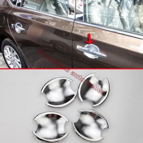ABS Chrome Door Handle Bowl Cover Cup Trim Molding Garnish For Nissan Sentra 2016 2017