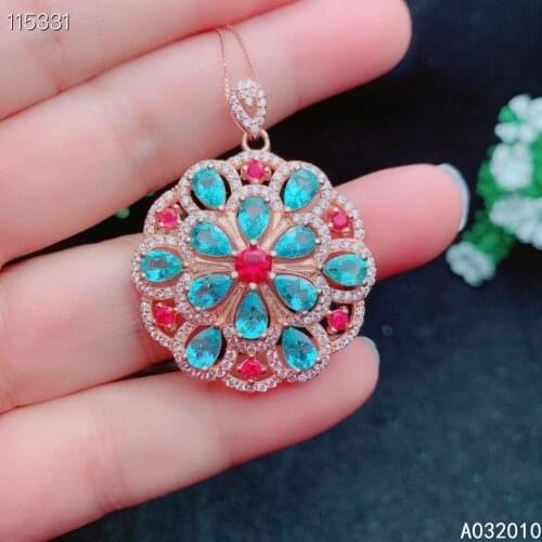 KJJEAXCMY Fine Jewelry 925 Sterling Silver inlaid Natural Apatite popular Female Pendant Necklace Support test