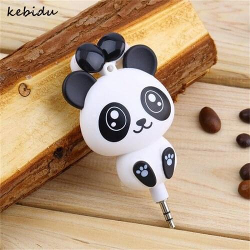 Kebidu Cute Panda Cartoon Retractable MP3 MP4 Earphone for Android iOS Smart System Headphone handsfree Earbuds
