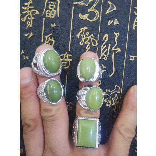 Natural A green jade ring with 925 rings glowing ring jadeite jade rings customized by customers