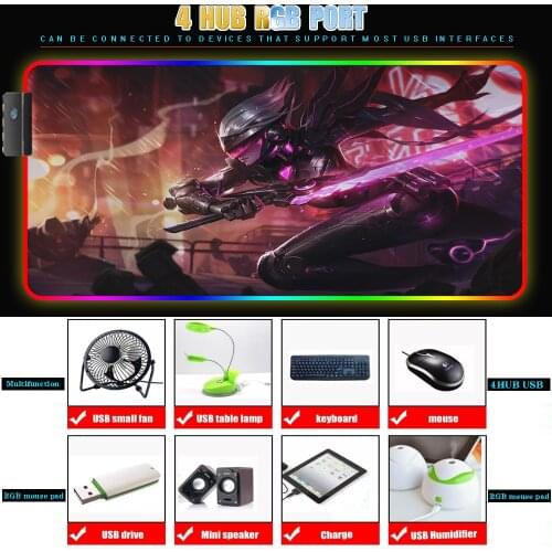 League of Legends Typec Interface Table Mat Personality Rgb Mouse Multi-link Base Four Usb Hub Mouse Pad 40x90cm 30x80cm Csgo