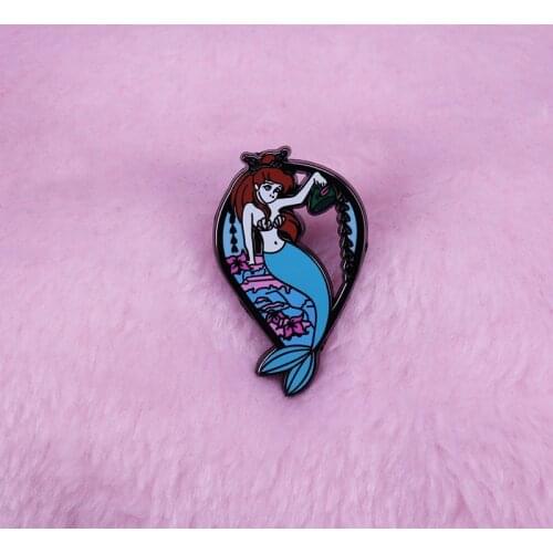 Beautiful little mermaid badge Fairy Tale art jewelry
