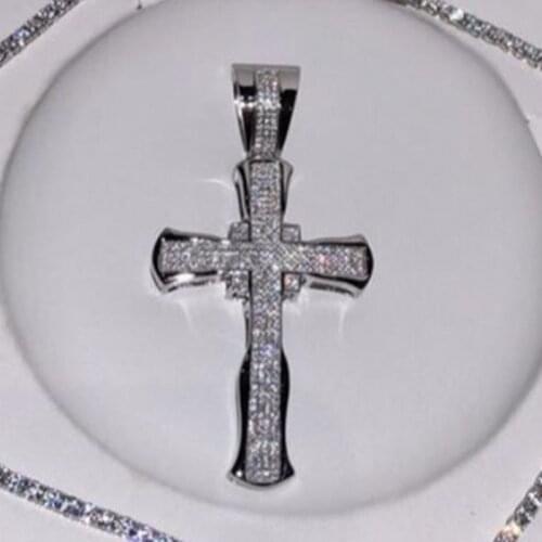 Choucong Luxury Cross Pendants Pave Setting Cz 925 Sterling silver Party Wedding Pendant with Necklaces for Women Men jewelry