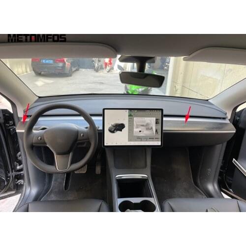 For Tesla Model Y 2020 2021 2022 Center Control Dashboard Strip Cover Trim Sticker Carbon Fiber Inner Accessories Car Styling