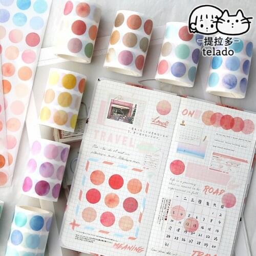 60mm*3m Cute Washi Tape Colored Wave Dots Decoration Sticker Gradient Color DIY Journal Planner Tape Washi tapeSchool Supplies