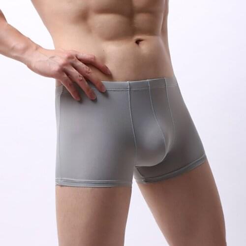 Mens Boxer Shorts Sexy Ultra-thin Ice Silk Seamless Transparent Underwear Cueca Slip Homme Panties Boxershorts Trunks Plus Size