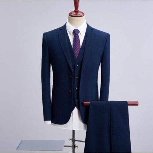Mens Casual Business 3 Piece Suit Thick Jacket Coat Trousers Fashion Groom Wedding Dress Big Size 4Xl