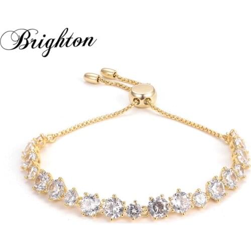 Brighton New Luxury Korean Full Crystal Adjustable Bangles & Bracelets For Women Fashion Weeding Shiny Zircon Trendy Jewelry