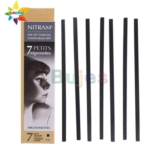 Original Canada Nitram Sketching charcoal bar Special square charcoal 4mm 7 pcs/box Figure landscape painting Art supplies