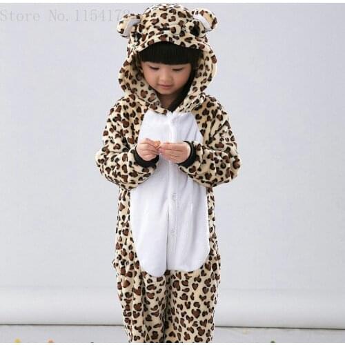 Unisex Adult Leopard Bear Pajamas Sets For Boy & Girl Flannel Hooded Cartoon Animal Sleepwear Warm Homewear Home Clothing