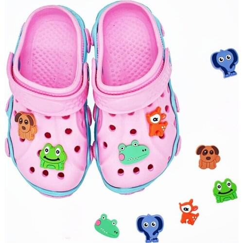 Cute 10pcs/lot Deer/Elephant/Frog/Puppy Shoe Charms Soft Pvc Accessories for Croc Kids Party
