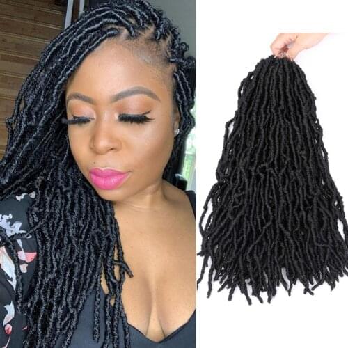 18" Synthetic Soft Faux Locs Crochet Braids Dreadlocks Extension Goddess Locs Crochet Hair Curly Faux Locs Braiding Hair