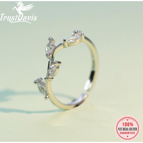 Trusta 100% 925 Real Sterling Silver Fashion Jewelry Leaves Cocktail Ring Sizable 5 6 7 Girls Kids Xmas Gift DS532 Drop Shipping