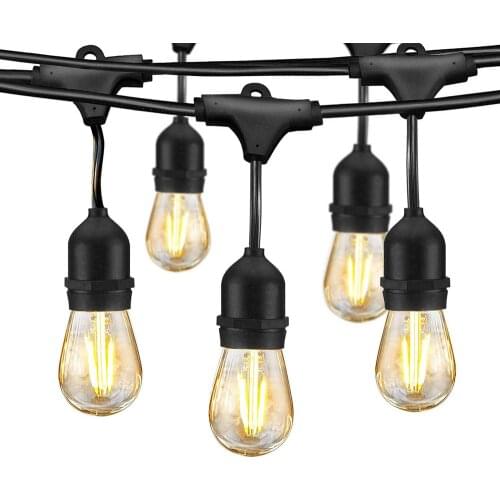 IP65 5M 10M Commercial Grade E27 Bulb LED String Light Outdoor Wedding Holiday Lighting Garland for Street Garden Backyard Patio