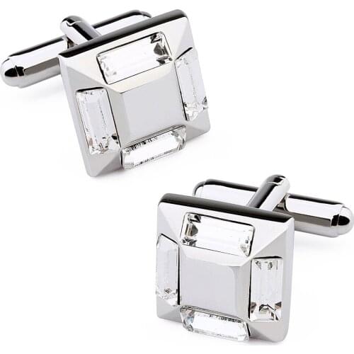 HAWSON Square Pattern Zircon Cufflinks Brass Material Mens Clothing Accessories Cuff Button Simple Mens Jewelry