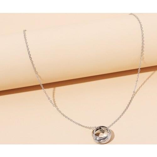 Creative Irregular Round Metal Pendant Necklace Punk Hip Hop Womens Gold Silver Color Sweater Chain Fashion Party Accessories