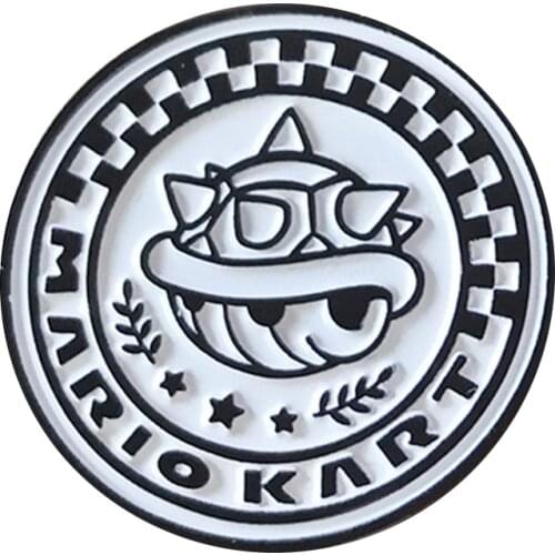 Mario kart button badges funny game pin black white art brooch geeky gift