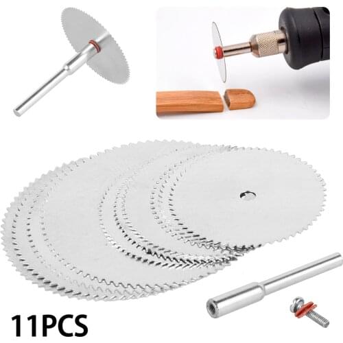 10pc Mini Circular Saw Blad+1pc Rod Dremel Rotary Cutting Disc Rotary Tool for Dremel Metal Cutter Power Tool Wood Cutting Discs