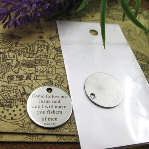 10pcs--"come follow me.Jesus said..."stainless steel charms more style for choosing DIY Charms from Bible
