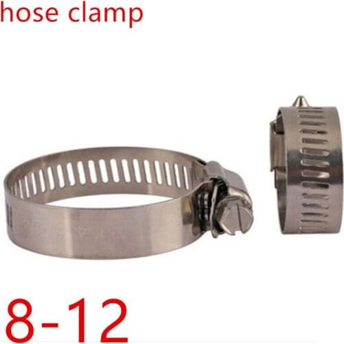 10pcs 8-12mm Stainless steel hose clamp clamp belt clamp holder American standard Pipe Clamp Air Water Tube Clips