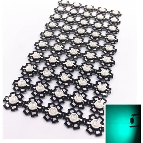 100PCS 3W High Power cyan 490-495nm LED Emitter 70lm 3.2-3.4V with 20mm star pcb
