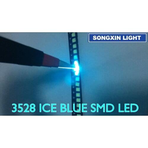 200pcs 3528 ice blue smd led Plcc-2 smd 3528 led 1210 ice blue water clear blue led 3.5*2.8*1.9mm