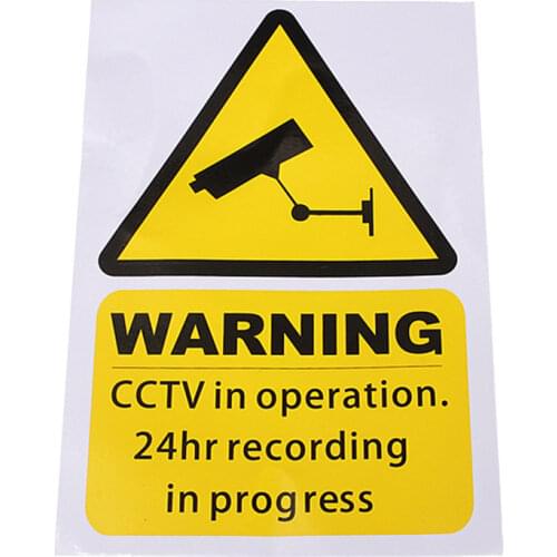 5pcs A Lot New Arrival High-end 5pcs Yellow Window Warning Stickers Signs Decal CCTV In Operation 100mm x 150mm
