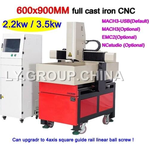 6090 full cast iron 2.2KW 3.5KW CNC engraving machine ER20 collet step motor 3 axis Z axis 200mm support upgrade to 4 axis