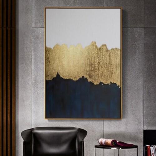 Abstract Gold leaf Color Block Canvas Poster Print Golden Wall Art Pictures Marble Wall Paintings for Living Room Home Decor