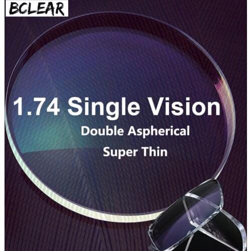 BCLEAR 1.74 Double Aspherical Diopter Lenses High Index Super Thin Aspheric Optical Prescription Lens For Myopia Glasses