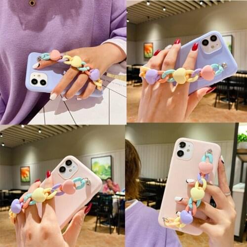 Soft Cute Love Heart Bracelet Case For Huawei Y8P P SMART S Y9 Y7 Y6 Y5 PRO prime 2018 2019 Nova 2 2i Mate 9 10 20 lite 5 Cover