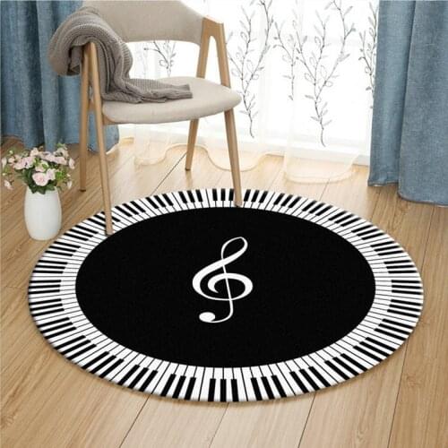 Black White Modern Floor Rug Mats Piano Round Living Room Decoration Carpet Geometry Style Rugs Decoration