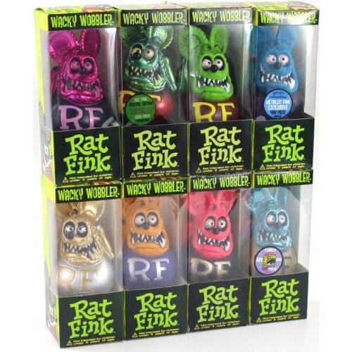 18cm 8Colors Rat Fink Bobble Head Cartoon Anime Crazy Mouse Fink PVC Action Figure Toys Car Home Decoration Dolls gift for kids