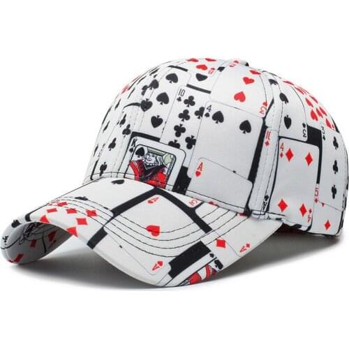 Hip Hop Cotton Poker Print Cappellino Baseball Cap For Women Men Outdoor Fashion Casquette Homme Bone Snapback Hat