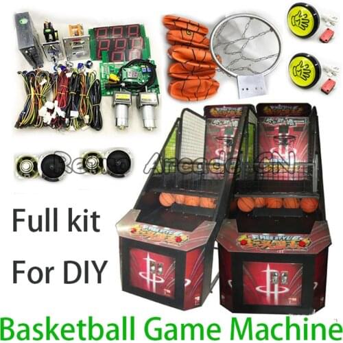 DIY Arcade basketball game machine full kit with PCB motherboard, wires harness, power supply, coin acceptor, ticket dispenser