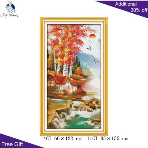 Joy Sunday Spring Lakeside Home Decor F741 14CT 11CT Counted and Stamped Spring Lakeside Embroidery DIY Cross Stitch Kits