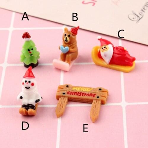 Kawaii Christmas Resin Cabochons 3D Cute Santa Clause Tree Bear Snowman DIY Jwelry Clay Beads Charms Ornament Accessory 10pcs