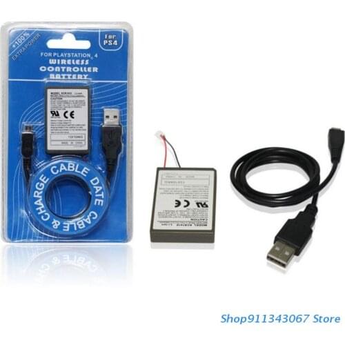 3.7V 2000mAh Rechargeable Replacement Lipo Battery & Charger Cable Kit for PS4