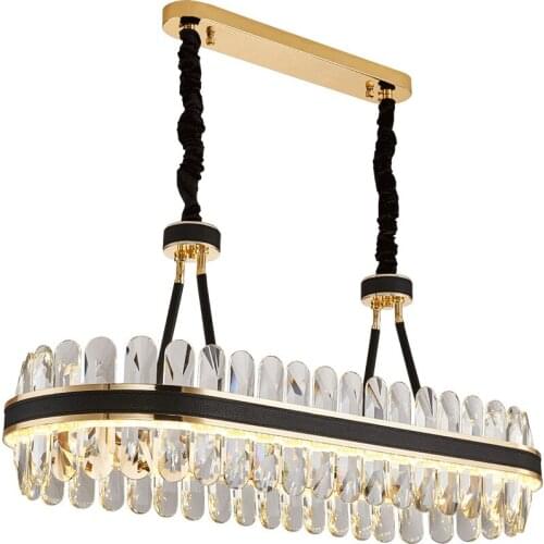 Round Oval Crystal Chandelier Lighting Lustre Suspension Luminaire Lampen For Dinning Room