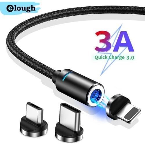 Elough Magnetic USB Cable Fast Charging Micro USB Type C Cable For iPhone 11 X Samsung S9 Huawei Xiaomi Charger Data Phone Cable