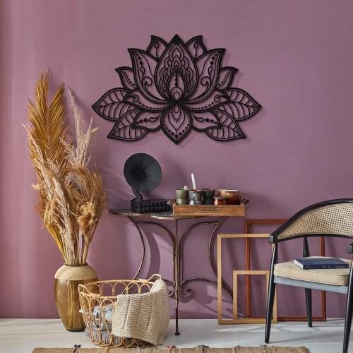 LOTUS MANDALA METAL TABLE FLOWER STYLISH DECORATION WALL TABLE ART 91 X51CM