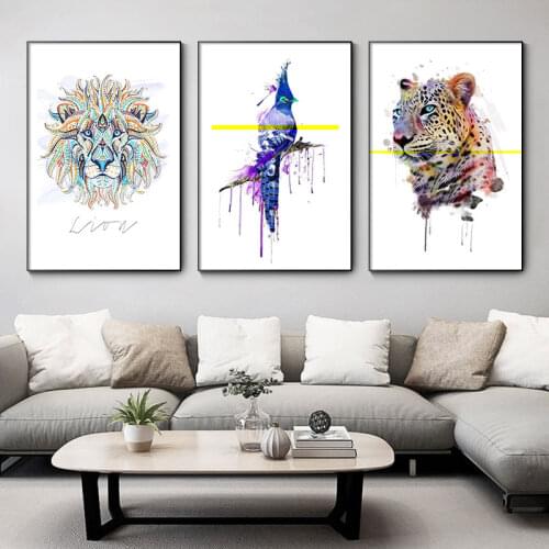 Minimalistischen Farbe Abstrakte Tier Lion Leopard Poster Nordic Stil Leinwand Malerei Wand Kunst Drucken Moderne Home Wohnzimme