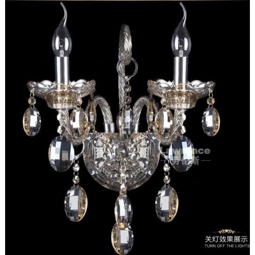 Fashion crystal wall lamp K9 cyrstal wall lights sconce wall live room bedside lamp candle double head wall lamp Luxury
