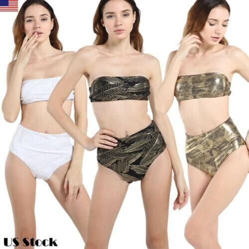 2PCS Fashion Women Swimsuit Push Up Ladies Bikini Swimwear Bathing Monokini Strapless Top