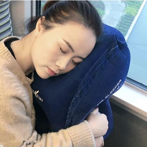 Upgraded Inflatable Air Cushion Travel Pillow Headrest Chin Support Cushions for Airplane Plane Car Office Rest Neck Pillows