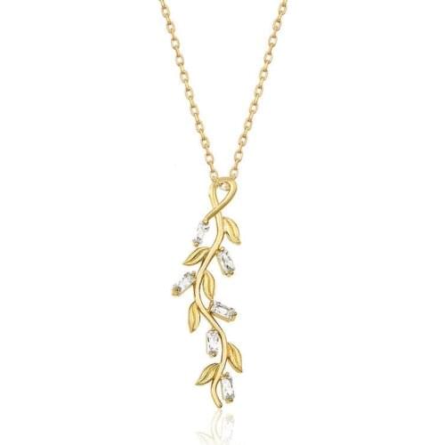 Real Silver 925 Jewelry Silver Gold Ivy Women Necklace