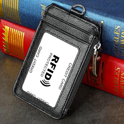 Genuine Leather RFID Work Card Holder Work Card Lanyard ID Holder Hanging Neck Card Holder
