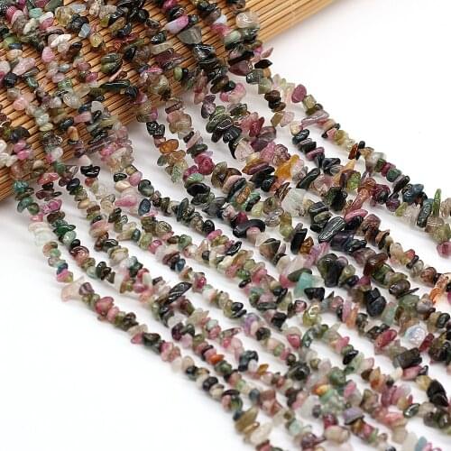Natural Tourmalines Beads Irregular Chip Gravel Loose Beads for Making Jewelry Necklace Size 3x5-4x6mm Length 40cm
